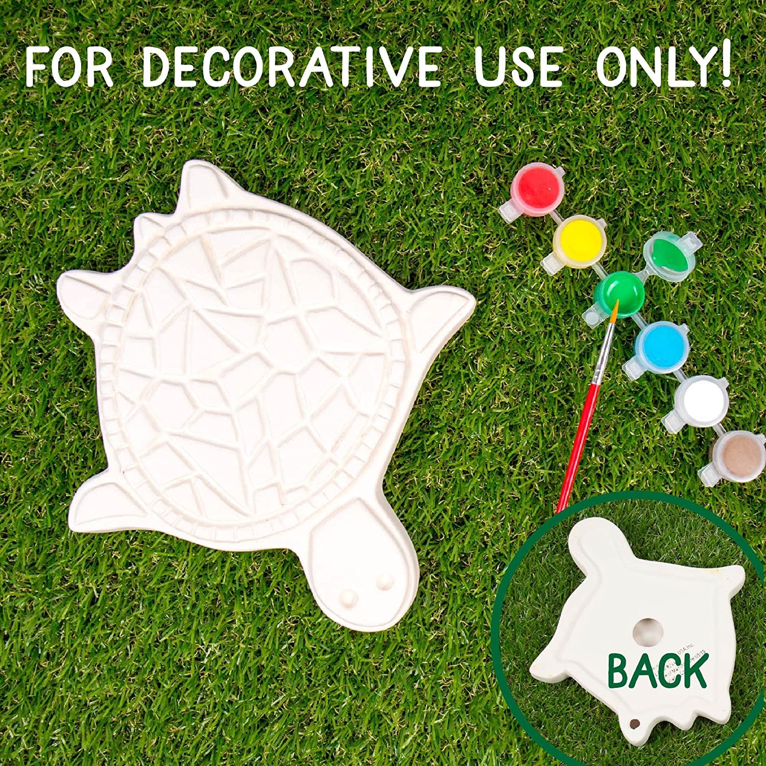 Mosaic Turtle DIY Stepping Stone Kit, Includes Ceramic Stone & 6 Vibrant Paints for Kids Ages 8+